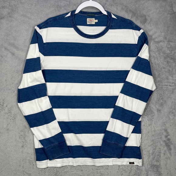 Faherty Other - Faherty Striped Long Sleeve crewneck Mens Size M Blue White Organic Cotton